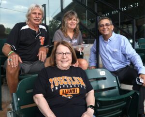Kenneth Winterbauer, left, attends Alumni Night at the Flyboys in 2024.