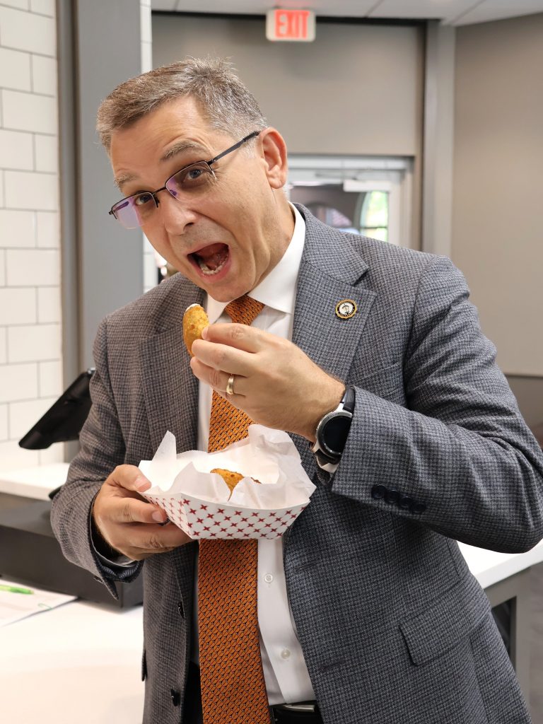 Dr. Hummel enjoys his food.