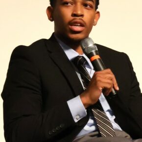 Kobe Funderburk answers a question.