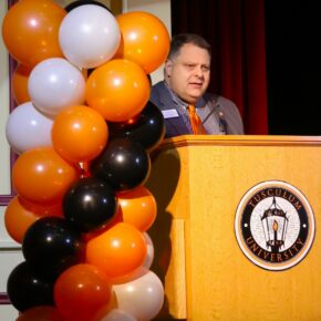 Edward Roberts addresses the audience.