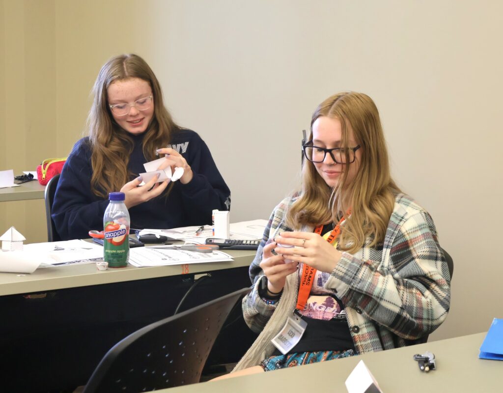 Students complete an assignment in their math class.