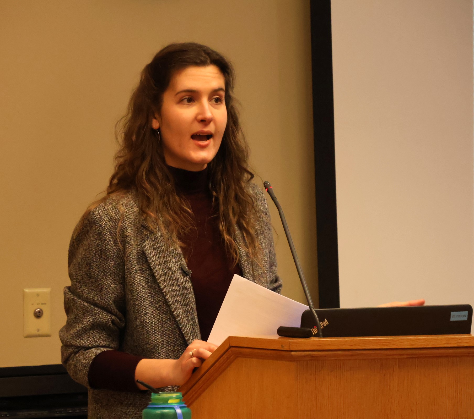 Emily Morrell, the presenter for the 2024 Theologian-In-Residence series, addresses the audience.