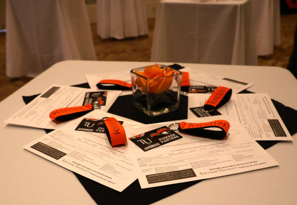 Opportunities to support the university financially were available at the reception.