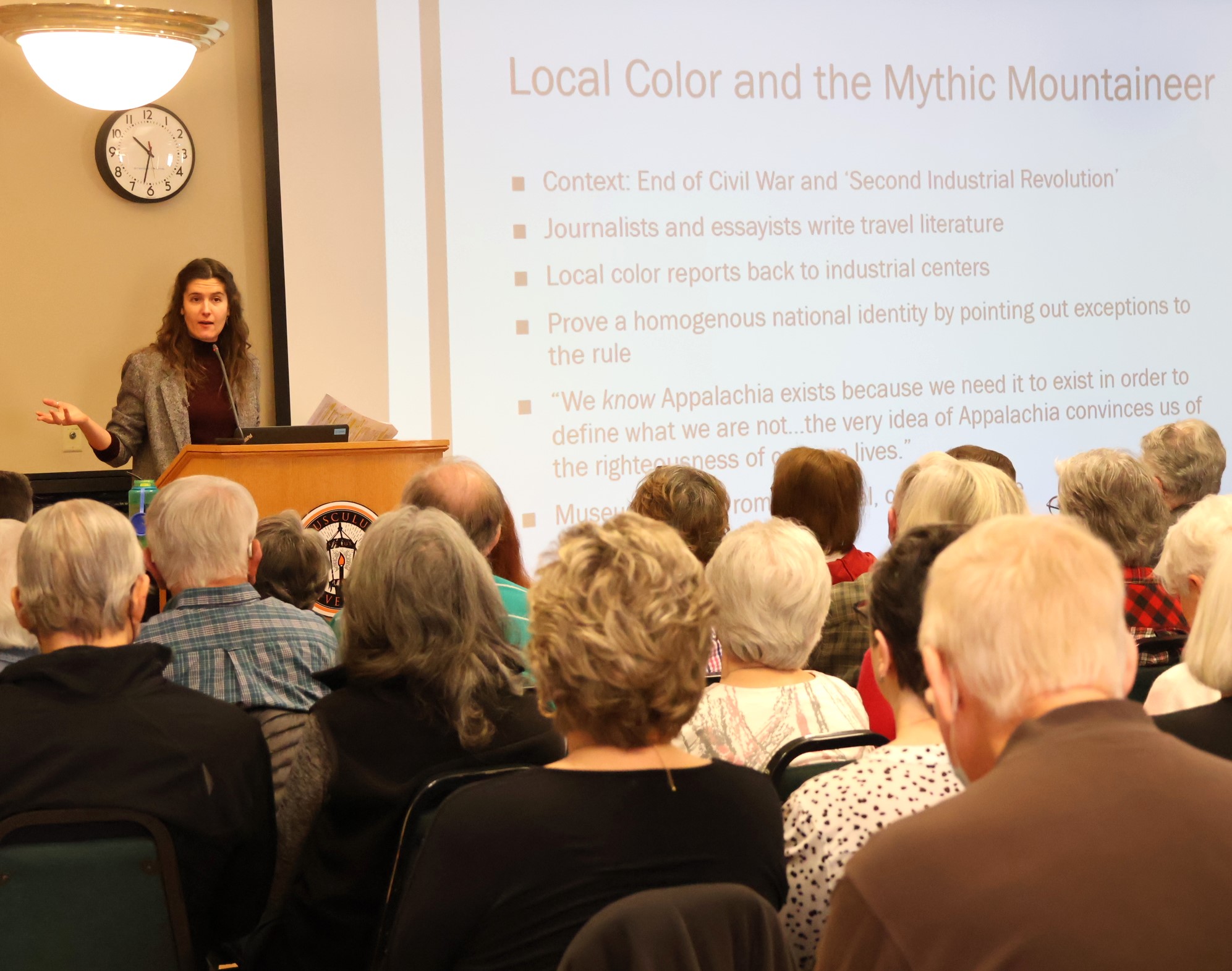 Emily Morrell, the presenter for the 2024 Theologian-In-Residence series, addresses the audience.