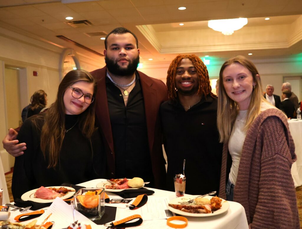 Tusculum students have fun at the reception.