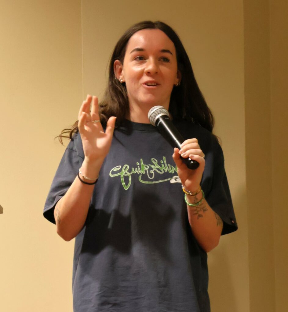 A student makes her argument.