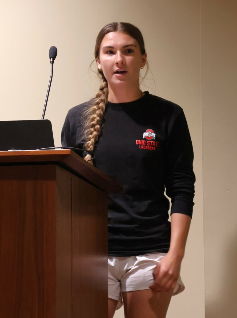 Haley Cain argues her point.