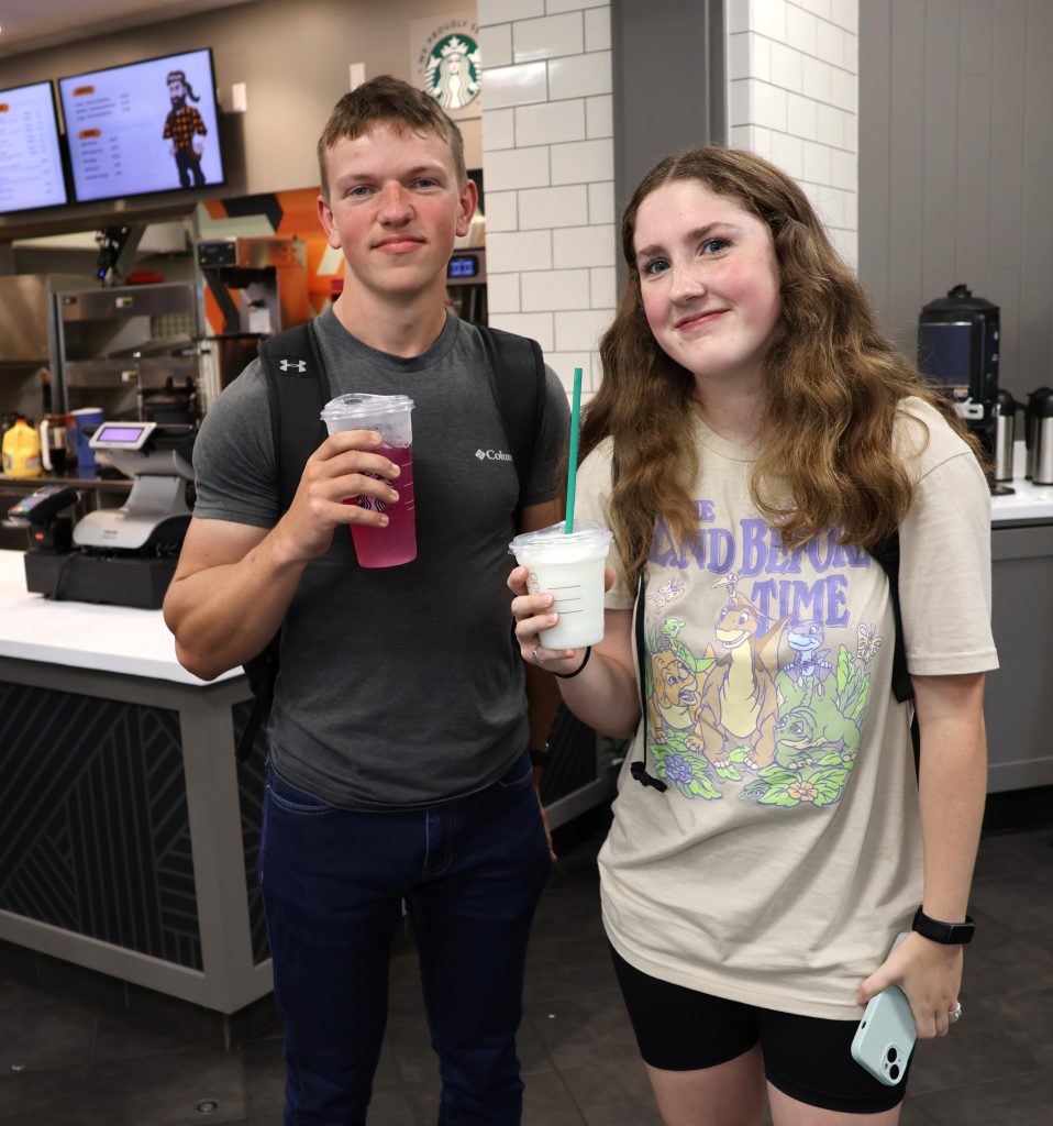 Jori Ray, left, and Katie Campbell enjoy something to drink at Zeke's.