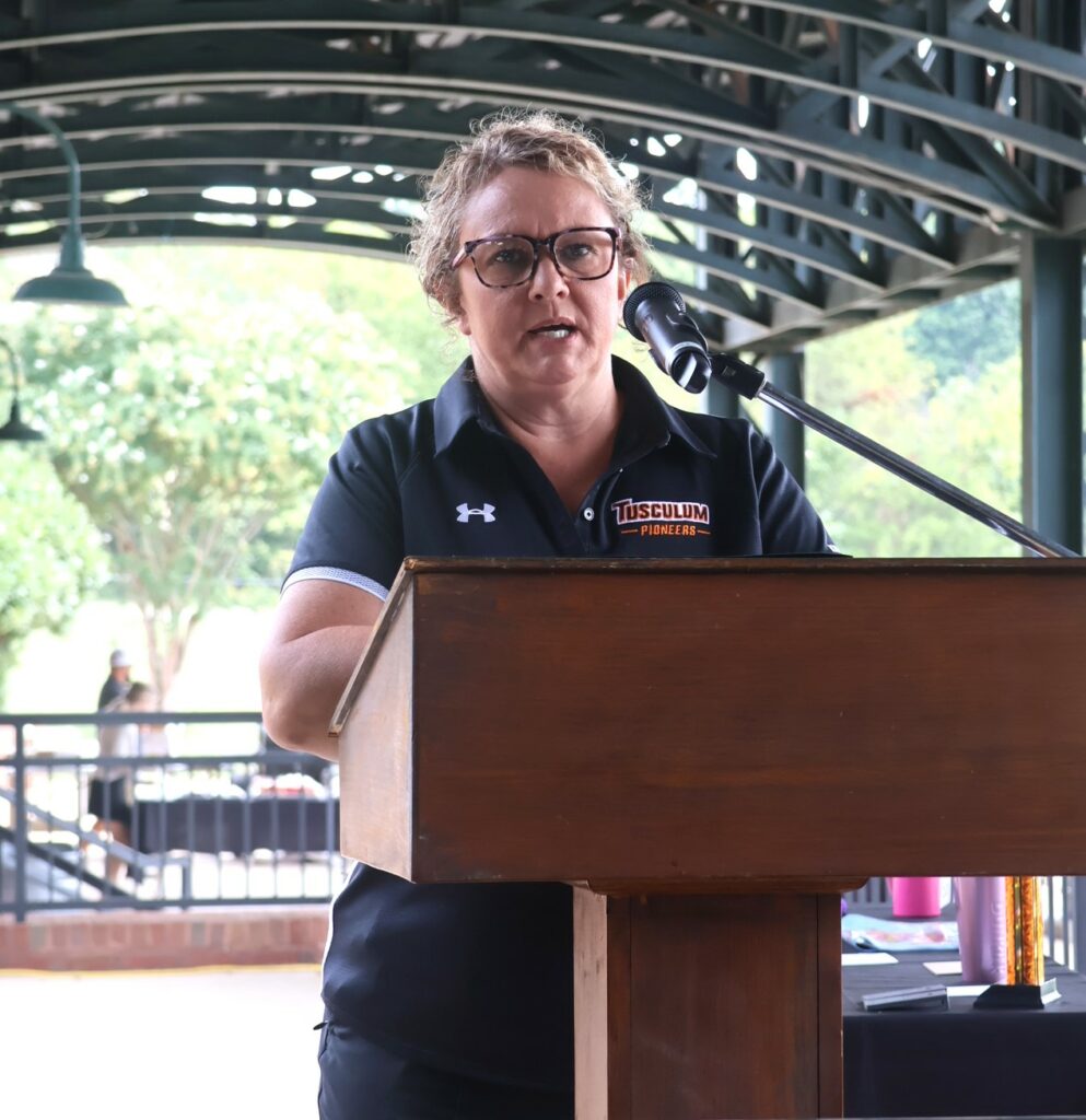 Kim Collins kicks off the Tusculum Family Reunion.