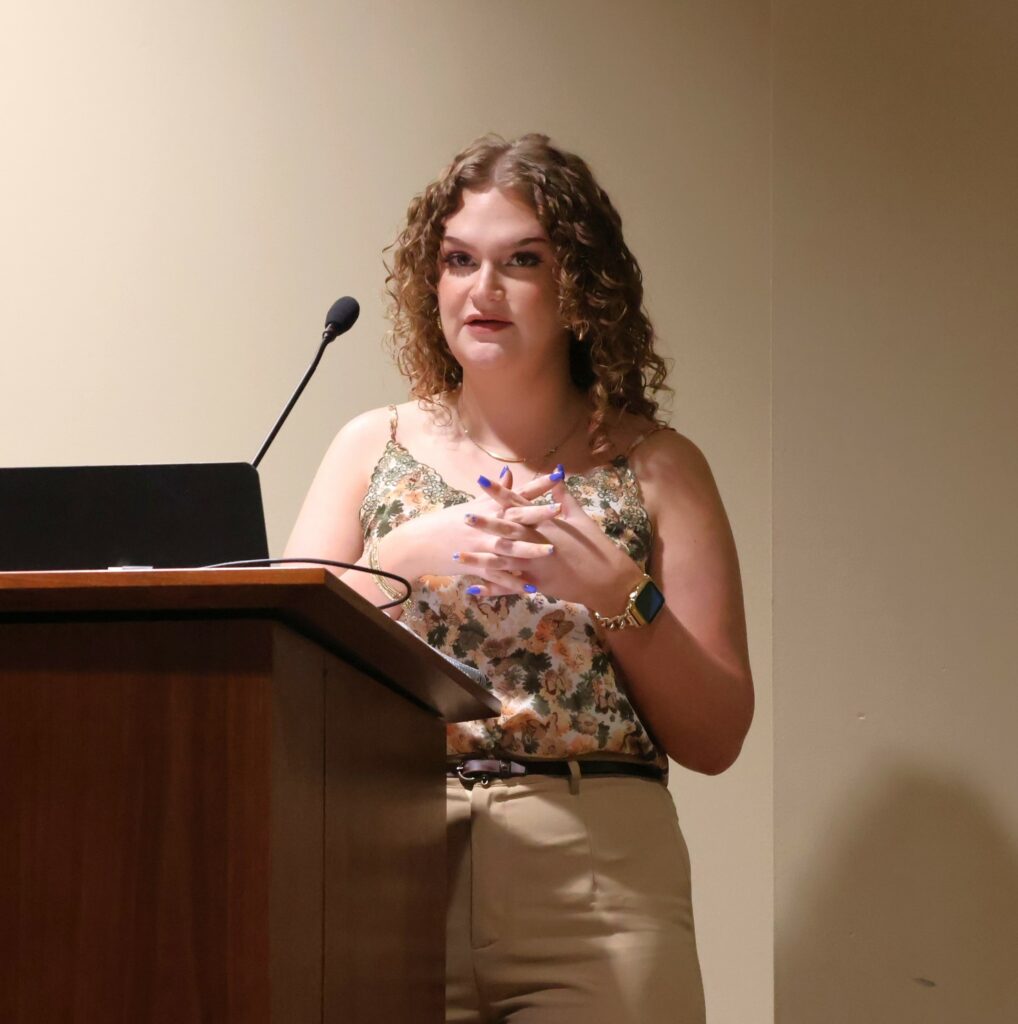 Savannah Webb participates in the debate.