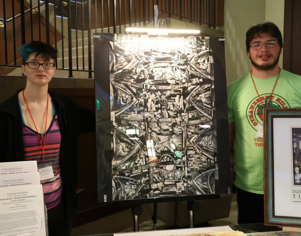 Aaron Eidson, left, and Dalton Darr stand by a project on which they worked.