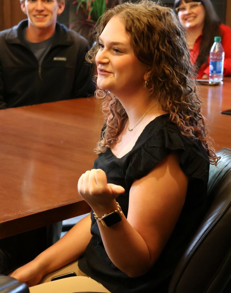 Tusculum student Savannah Webb speaks.