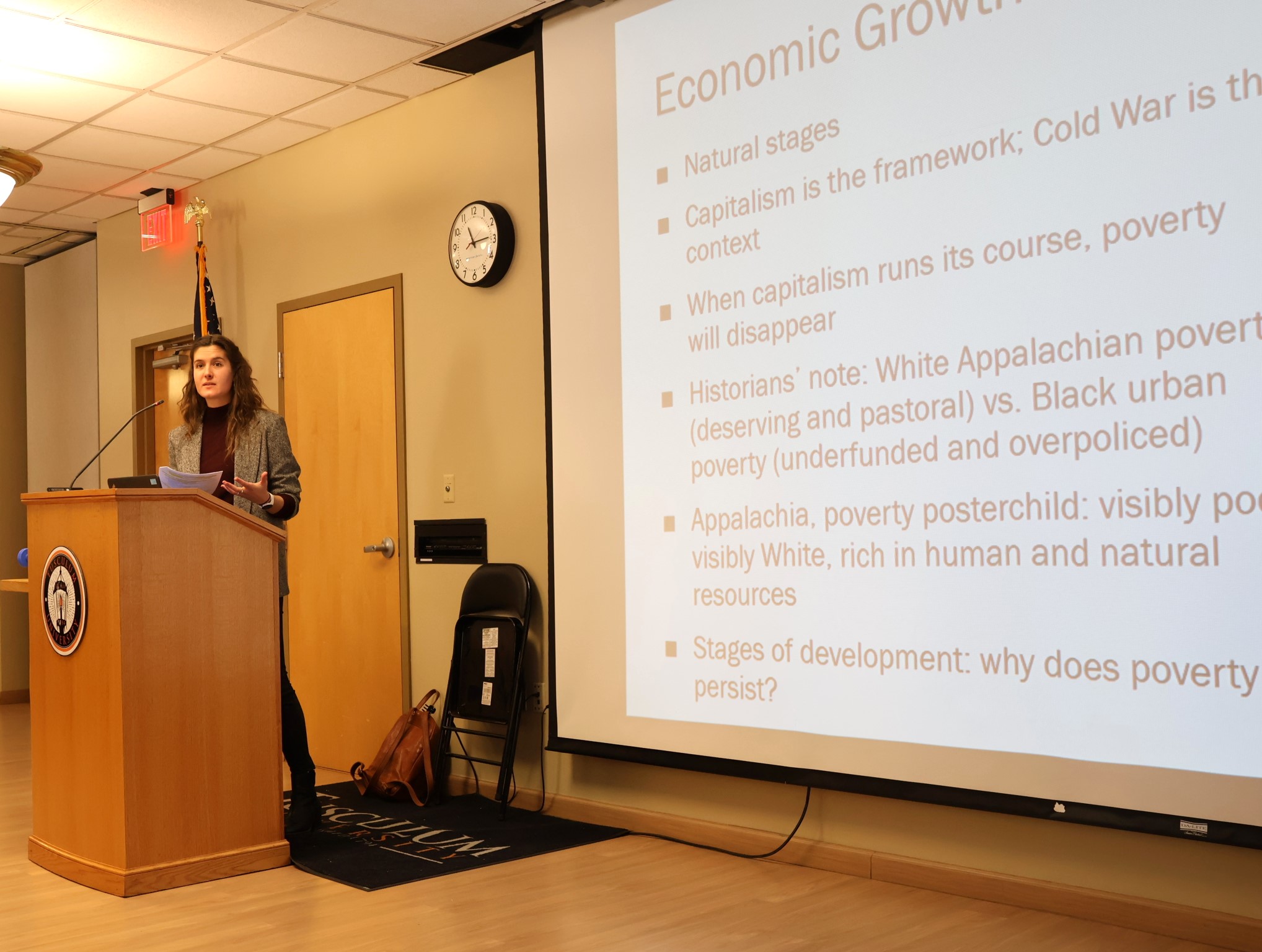 Emily Morrell, the presenter for the 2024 Theologian-In-Residence series, addresses the audience.