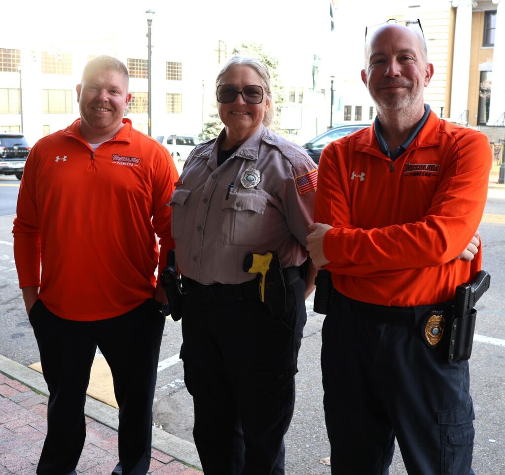 Left to right, Chad Grindstaff, Donna Myers and Shane Matthews
