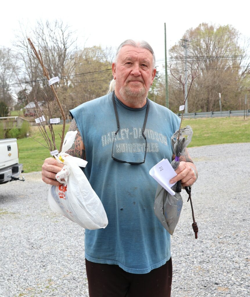 Jim Foster collects his order.