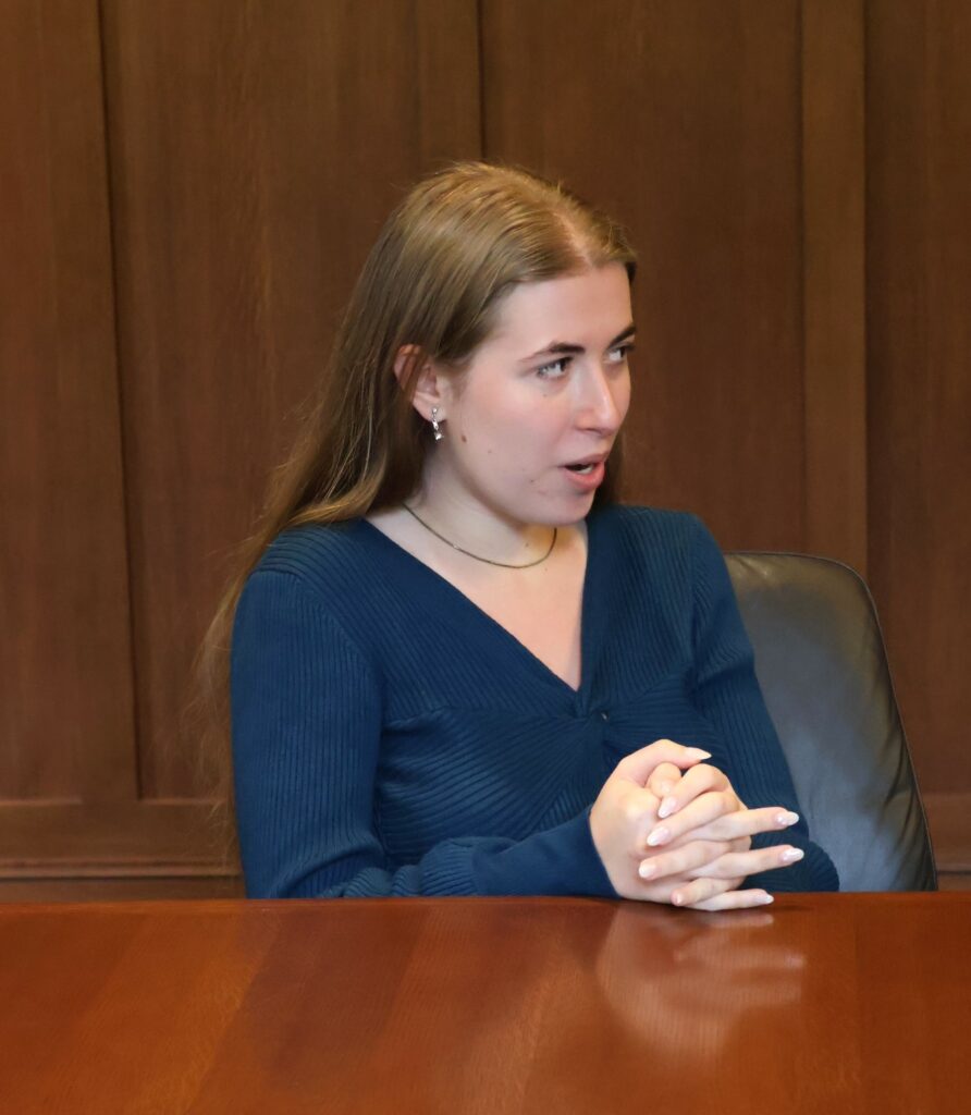 Tusculum student AnnaLee Simpson speaks.