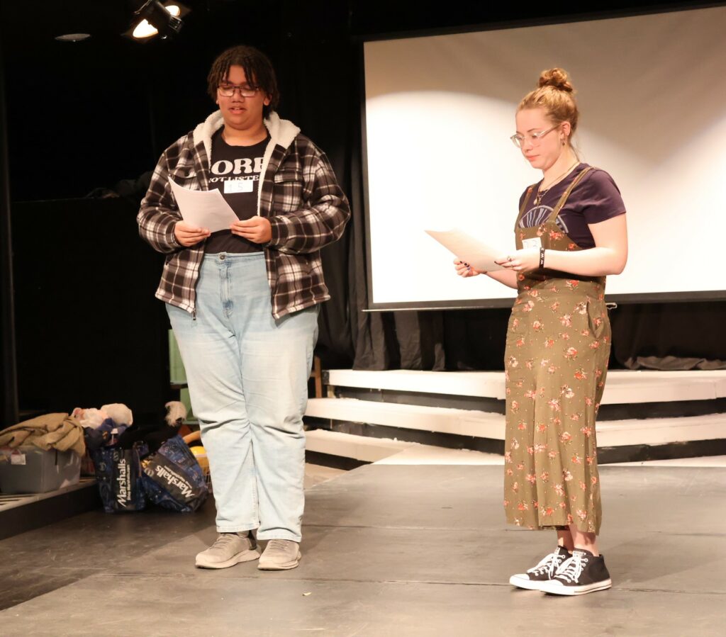 Nicholas White, left, and Bo Poe audition.