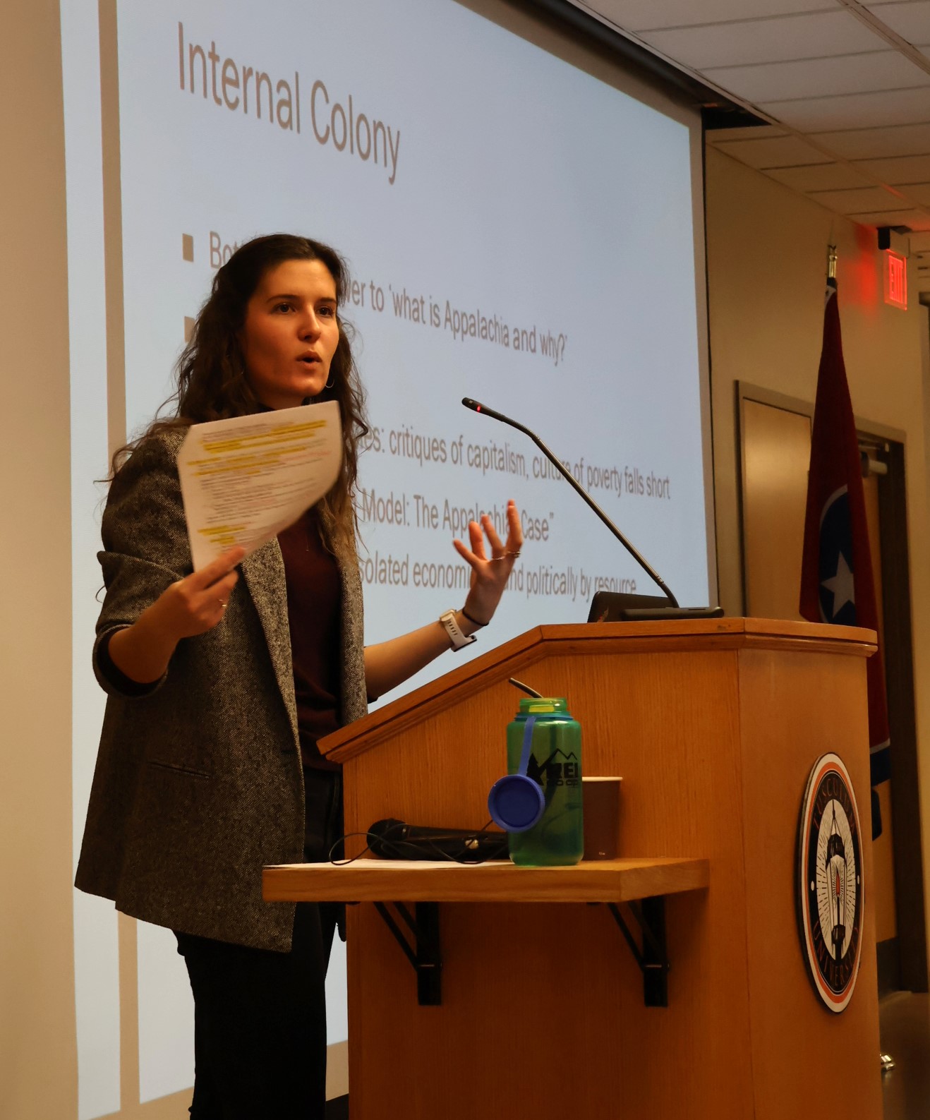 Emily Morrell gives her first presentation during the 2024 Theologian-In-Residence series.