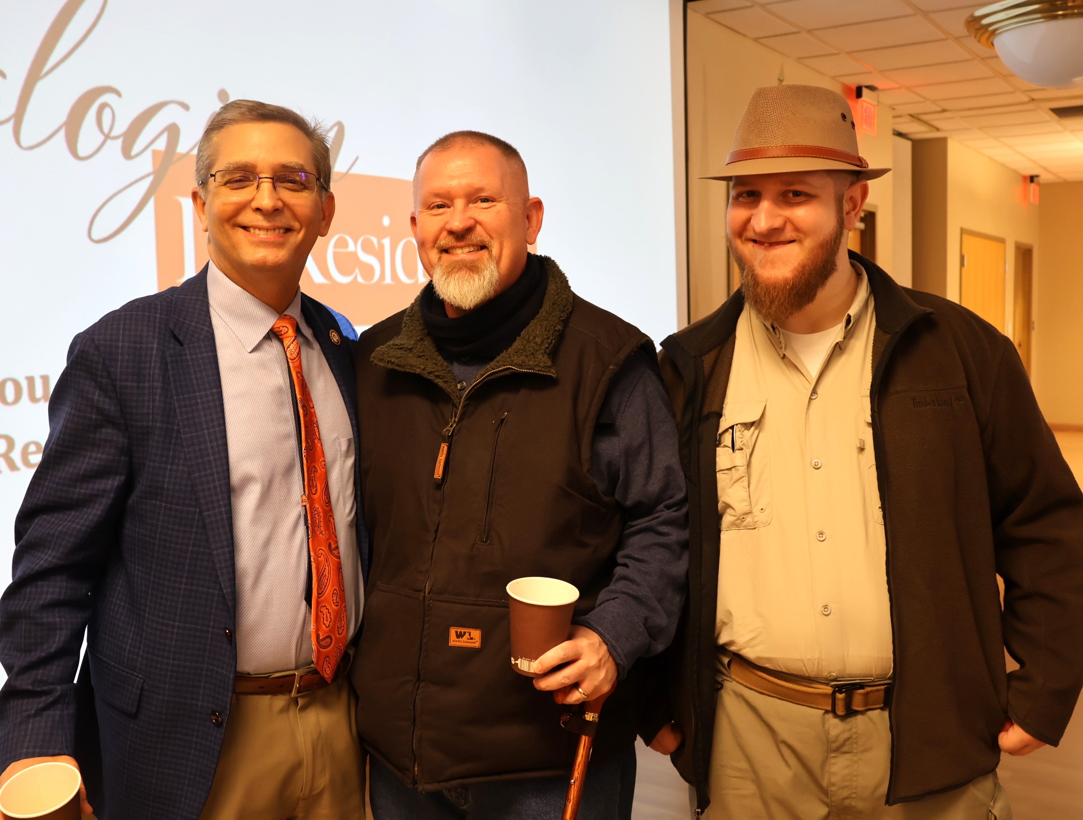 Conversation and photos before the start of Theologian-In-Residence Jan. 12, 2024