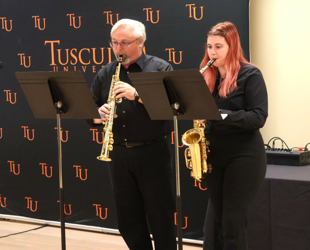 Chris Chambers, left, and Hannah Morgan play.