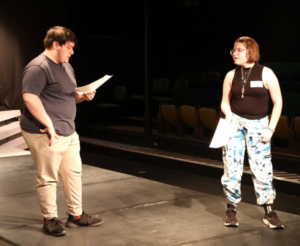 Thomas Seemuth, left, and Emme Foster audition.