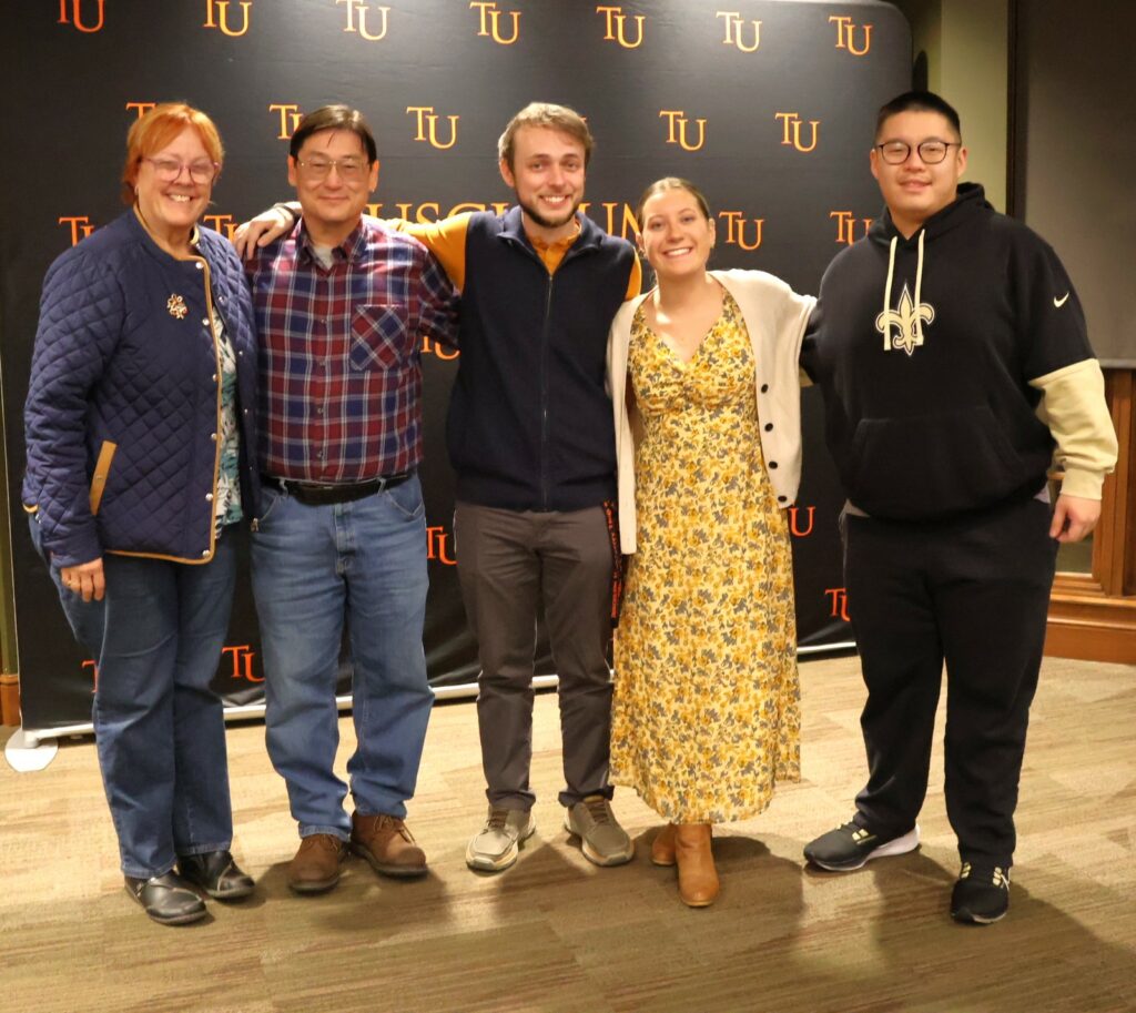 Left to right are Janet Branstrator, Dr. Harold Branstrator, Justice Upp, Evie Winfrey and Daniel Wan.