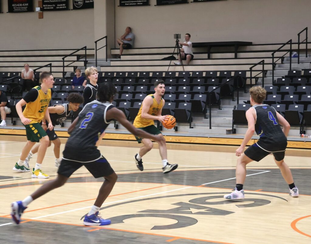 A player prepares to shoot.