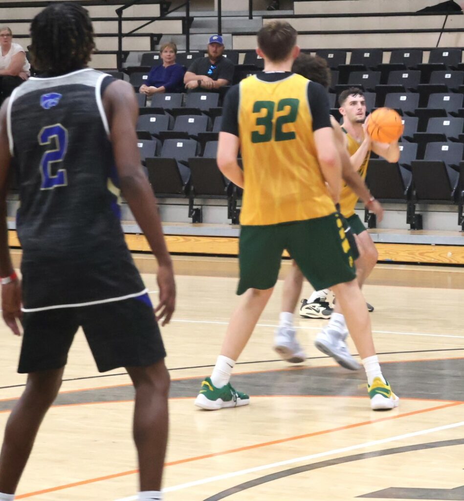 A player prepares to shoot.