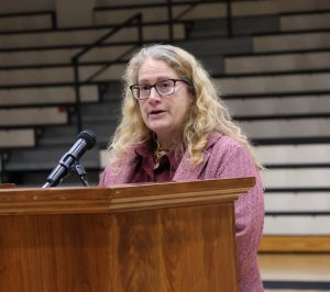 Holly Ratcliff, one of Payton Cook's professors, reads some of what her student had written.