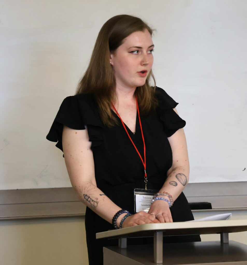 Samantha Nelson gives her presentation.
