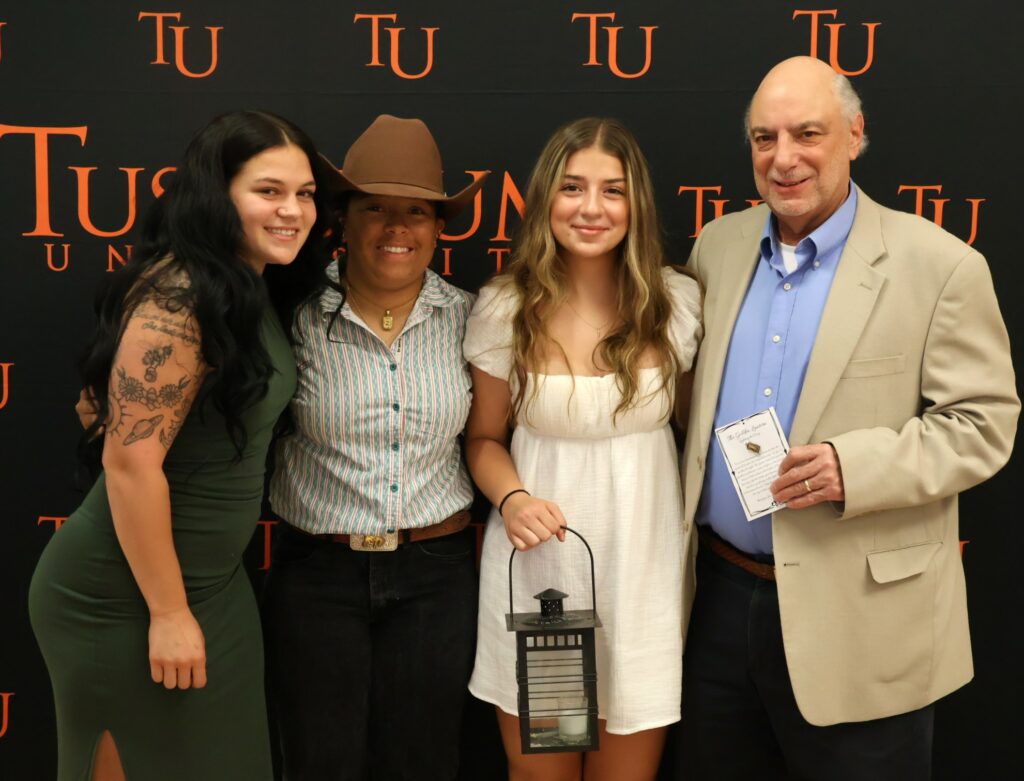 Left to right are Morgan Correja, Rosalia DiPaolo (student), Zoe Pekins and Angelo Botta.