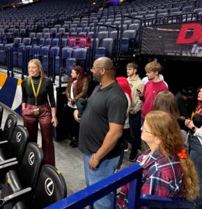 Participants and staff of Student Support Services get a tour of the rink.