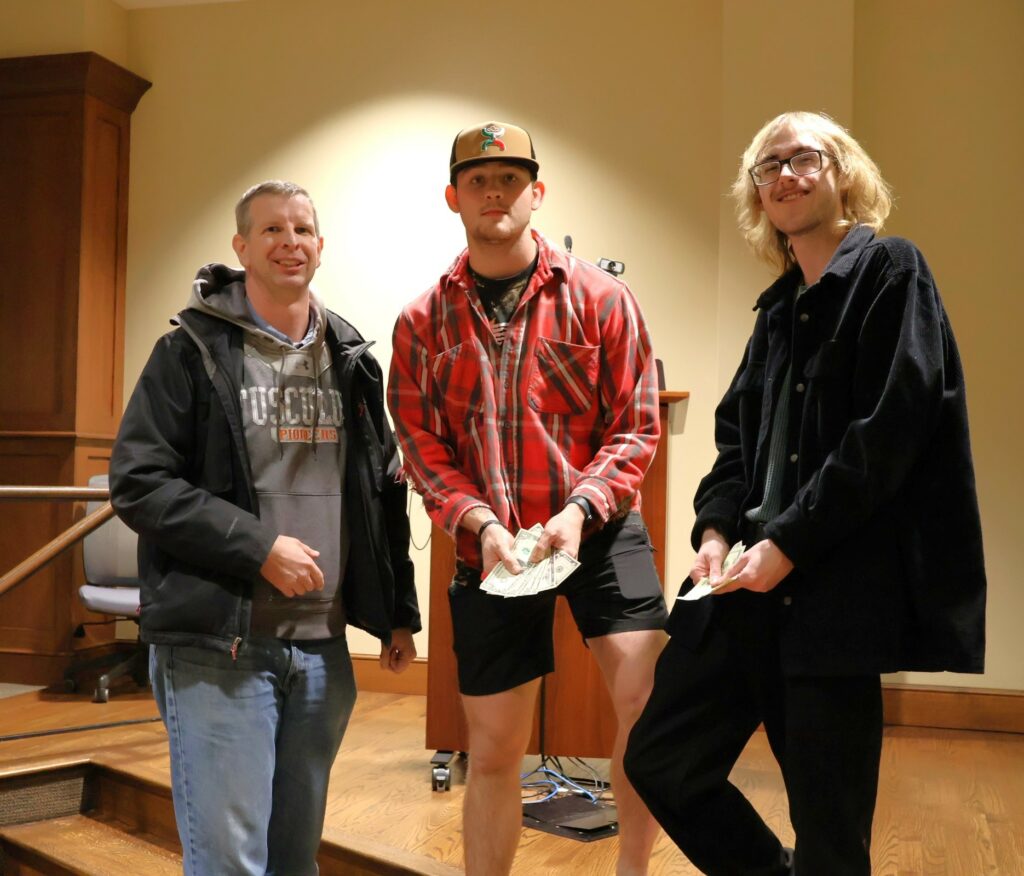 Left to right are Dr. Kurtis MIller, Sam Sergio and Landon Phipps.