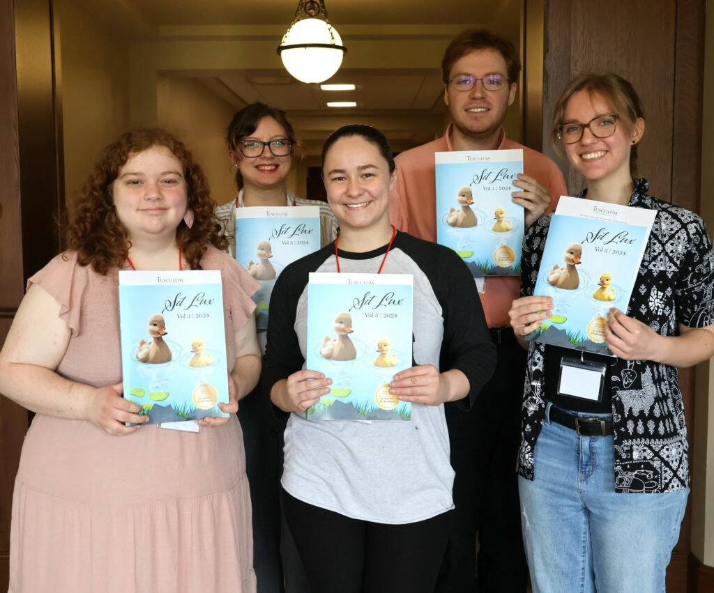 Students who worked on the newest edition of "Sit Lux" are, left to right, Zoey Seay, Kiersten Paxton, Patience Salisbury, Zach Mitchell and Lilli Gall.