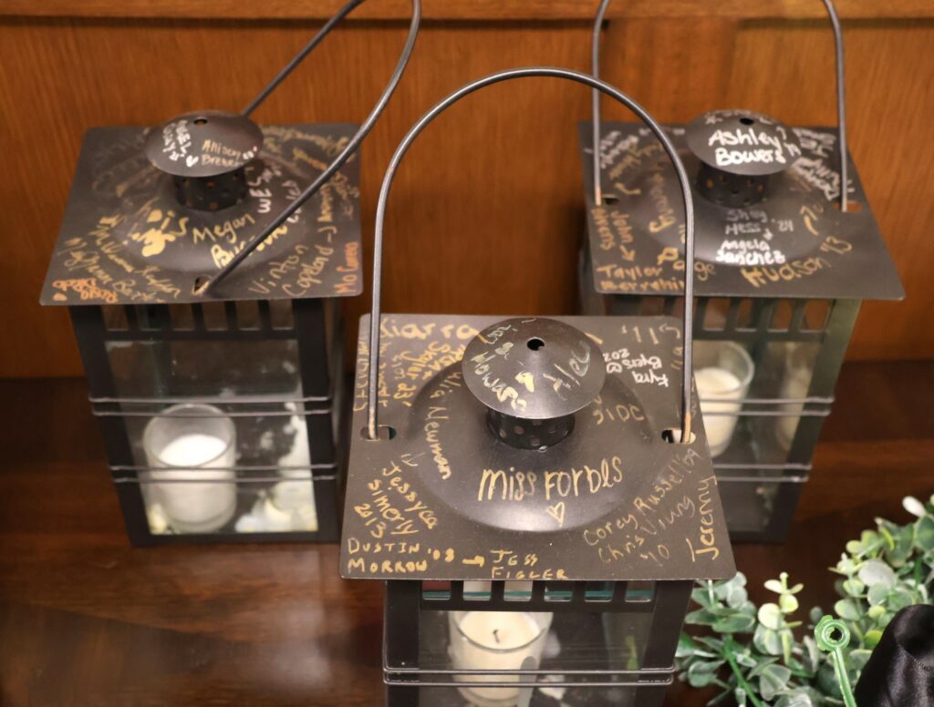 These are lanterns that have been signed by previous recipients.