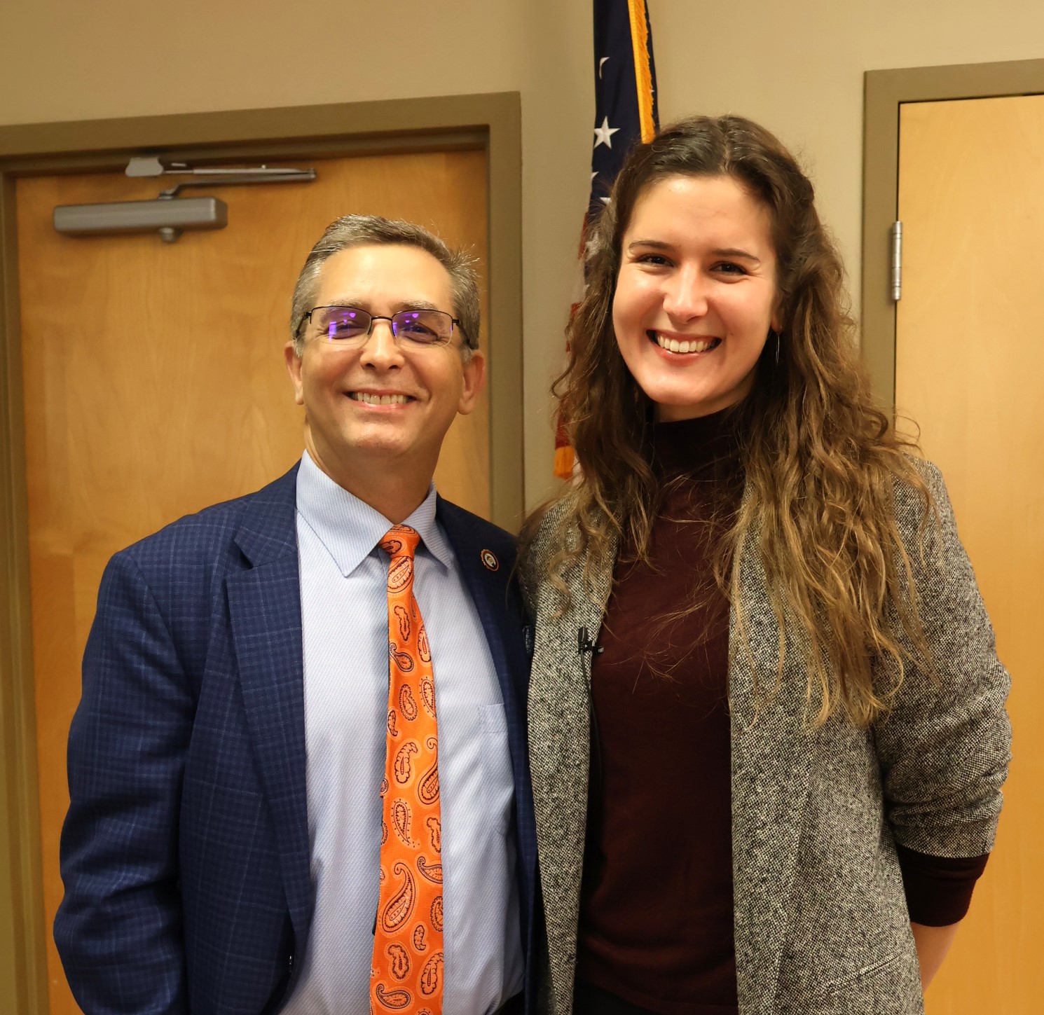 Dr. Scott Hummel, Tusculum's president, and Emily Morrell, the presenter for the 2024 Theologian-In-Residence series