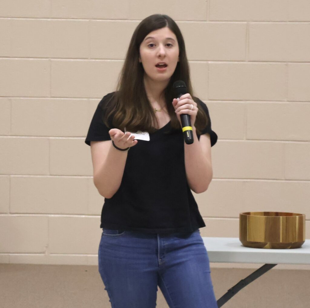 Heidi Armstrong addresses the students.