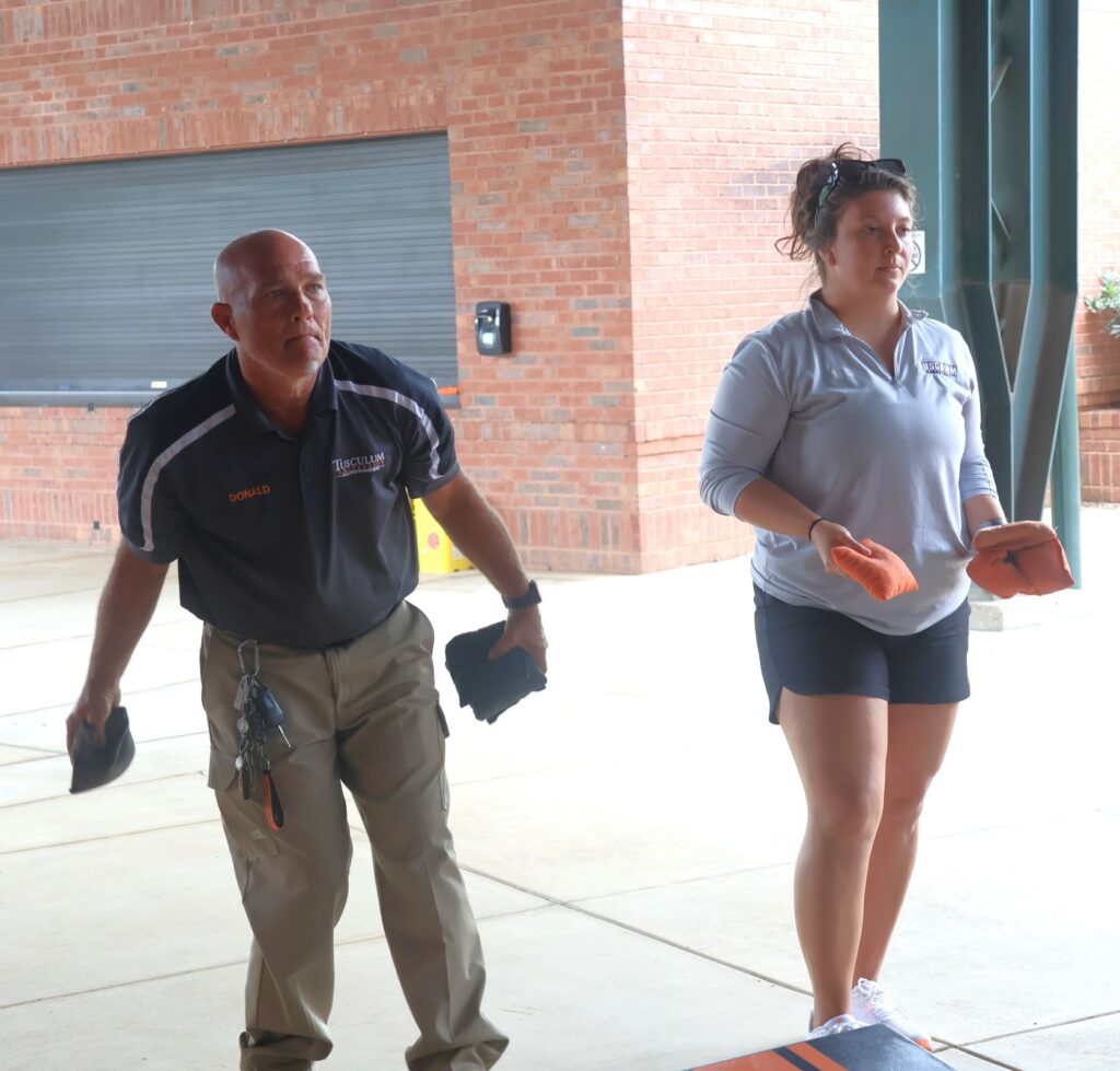 Tossing cornhole bags