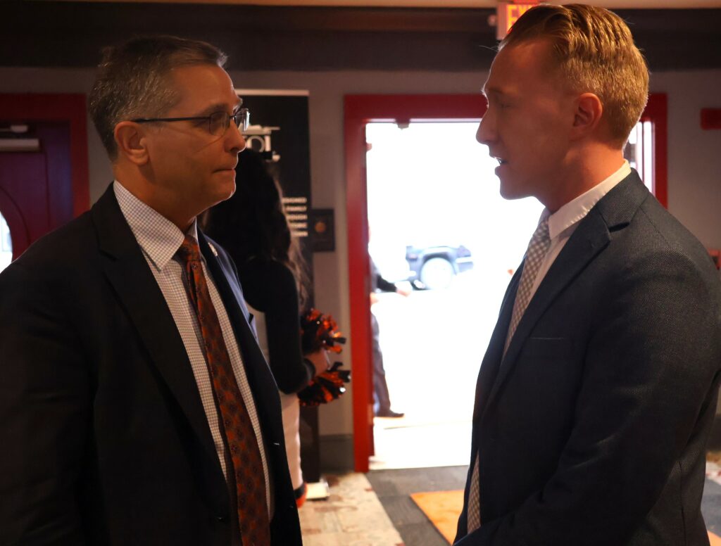 Dr. Scott Hummel, left, and Michael Hensley from U.S. Sen. Marsha Blackburn's office