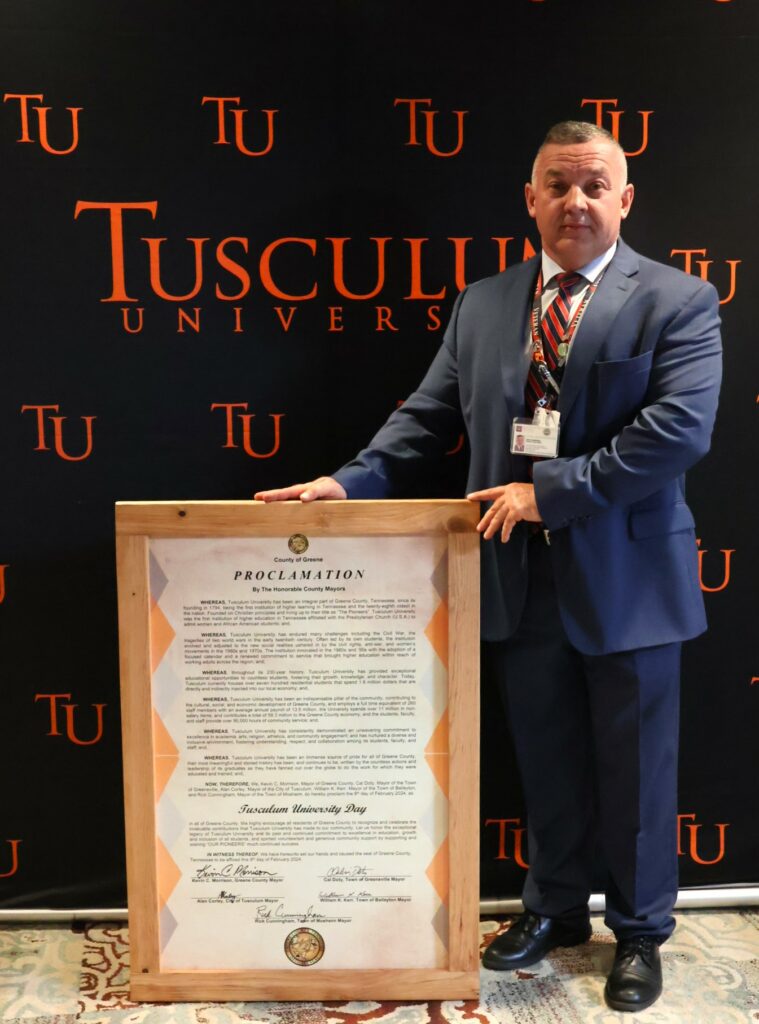 Greene Count Mayor Kevin Morrison with the proclamation from all of the mayors in the county