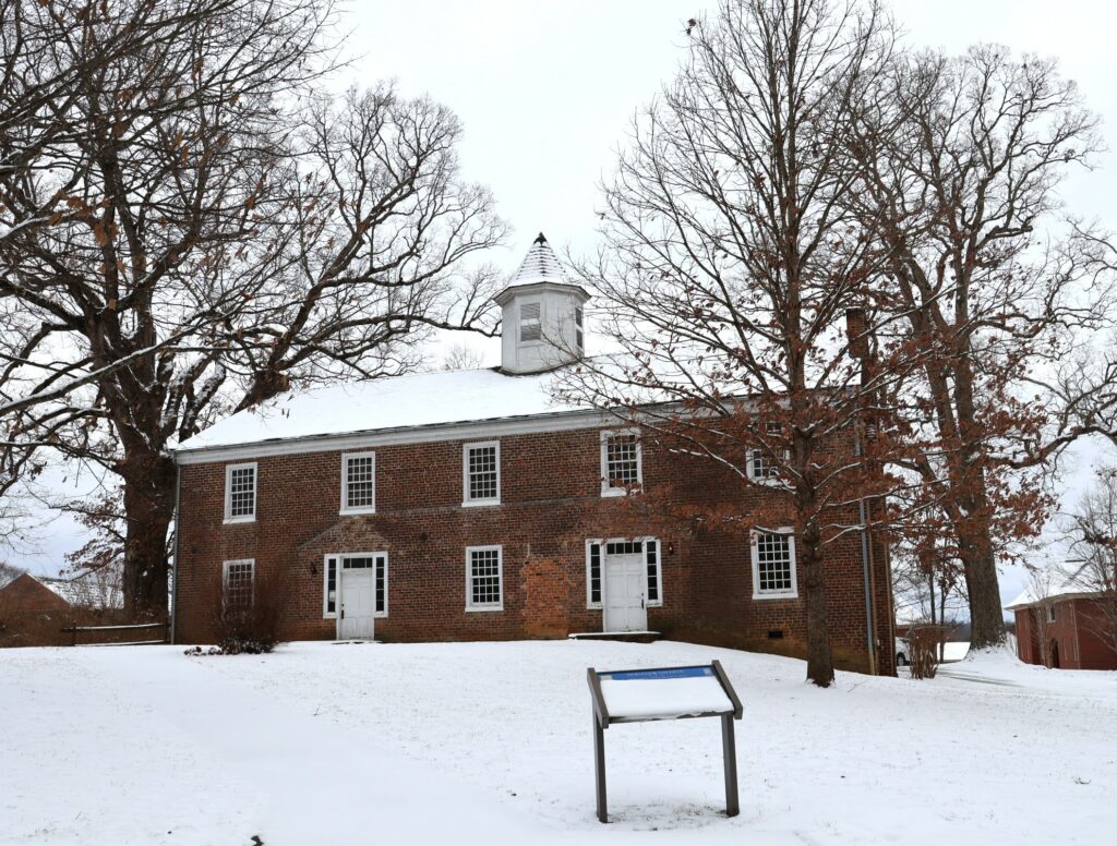 The Old College Building in the snow