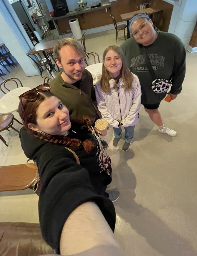 Left to right, Janelle Zirger, Justice Upp, CJ Johnson and Jaylin Parker take time for a selfie.