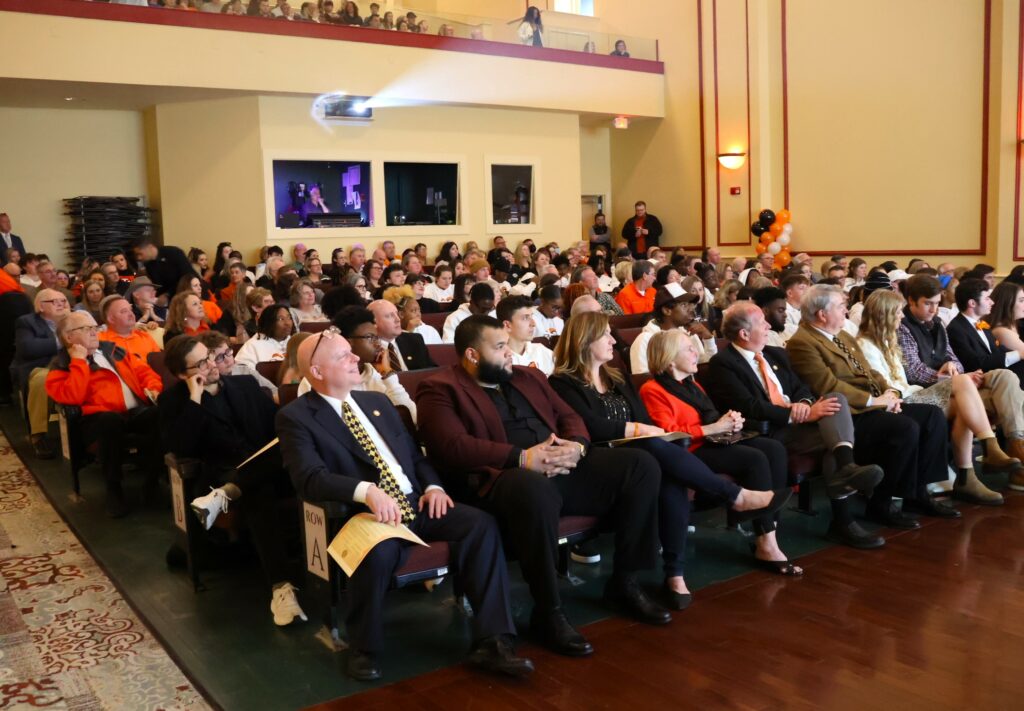 A packed house enjoys the event.