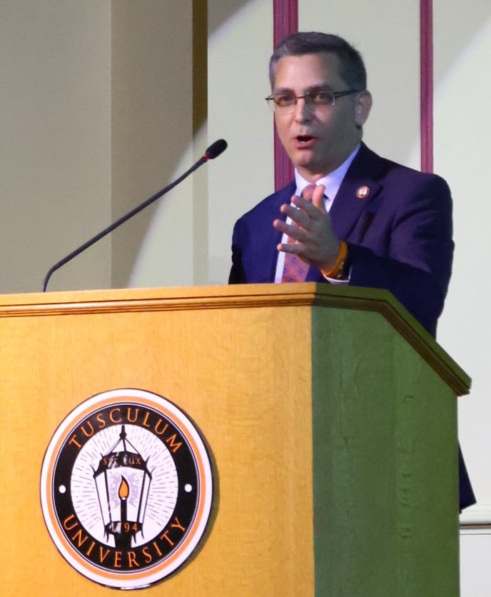 Dr. Scott Hummel, Tusculum University's president, speaks.