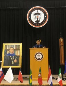 Dr. Scott Hummel speaks during his inauguration in 2021.