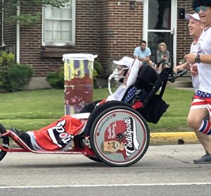 Paul Codispoti and a couple of his friends run in the Red, White and Boom race in Kingsport on Independence Day.