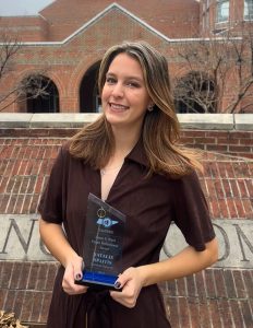 Natalie Spaitis holds the James E. Ward Future Professional Honor Award from the Tennessee Association of Health, Physical Education, Recreation and Dance.