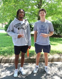 Cedric Stewart, left, and Aaron Templeton stand on campus after one of the Pioneer WOW sessions.