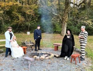 Actors perform one of the plays during “Edgar Allan Poe and Other Stories in the Woods” in 2023.