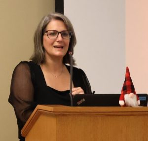 Rachael Barnett, director of Student Support Services, speaks at one of the program’s events.